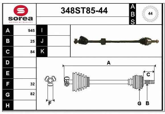 Arbre de transmission STARTCAR 348ST85-44