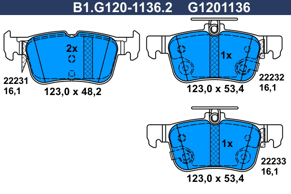 Kit de plaquettes de frein, frein à disque GALFER B1.G120-1136.2