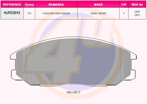 Kit de plaquettes de frein, frein à disque 4u 4UP03843