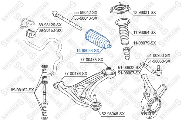 Joint-soufflet, direction STELLOX 14-98038-SX