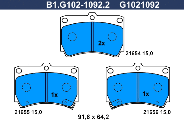 Kit de plaquettes de frein, frein à disque GALFER B1.G102-1092.2