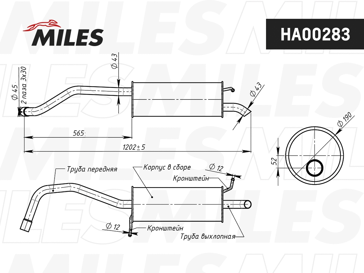 Silencieux arrière MILES HA00283