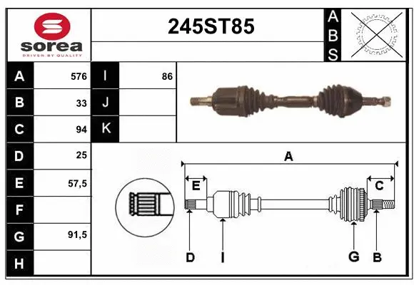 Arbre de transmission STARTCAR 245ST85