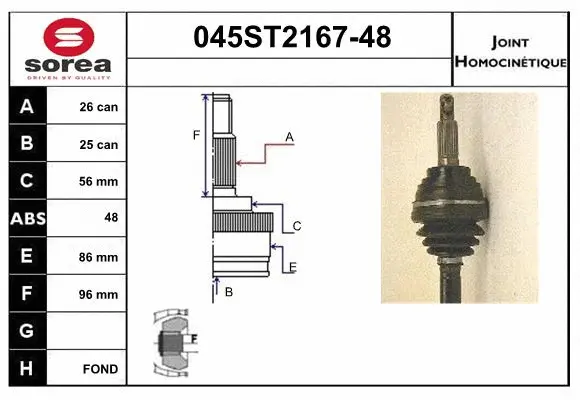 Jeu de joints, arbre de transmission STARTCAR 045ST2167-48