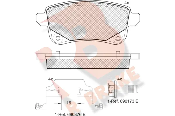 Kit de plaquettes de frein, frein à disque R BRAKE RB2222