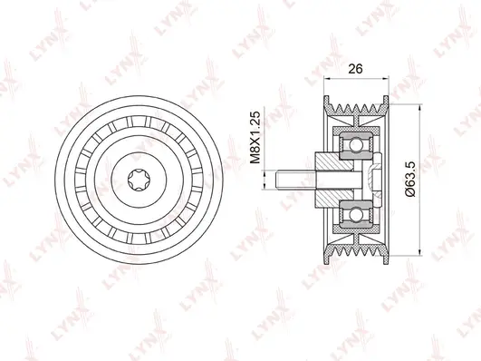 Poulie renvoi/transmission, courroie trapézoïdale à nervures LYNXAUTO PB-7029