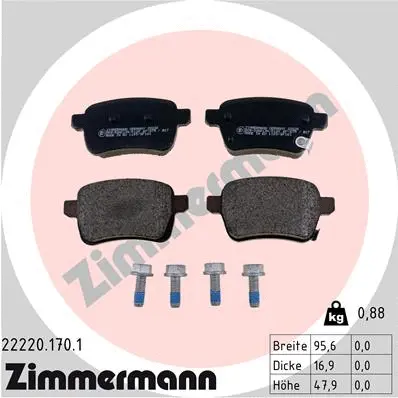 Kit de plaquettes de frein, frein à disque ZIMMERMANN 22220.170.1