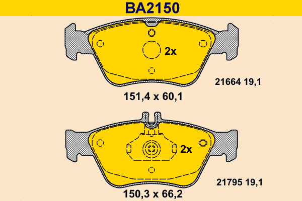 Kit de plaquettes de frein, frein à disque BARUM BA2150