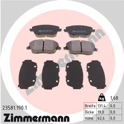 Kit de plaquettes de frein, frein à disque ZIMMERMANN 23581.190.1