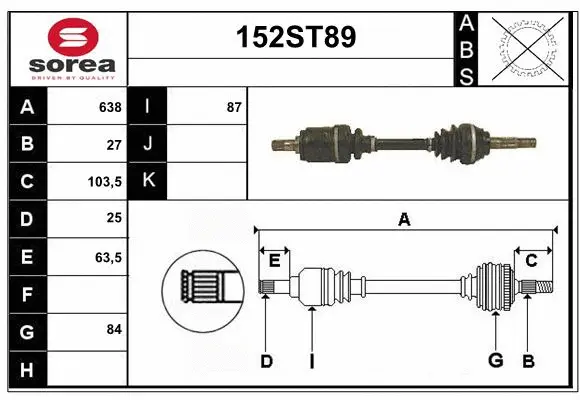 Arbre de transmission STARTCAR 152ST89