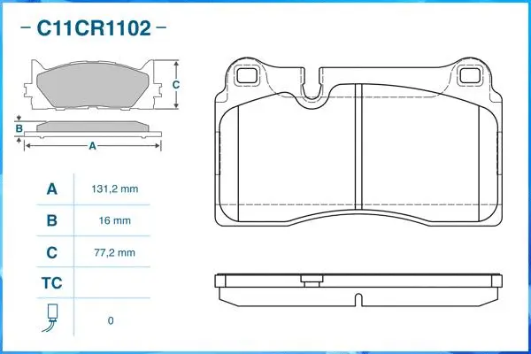 Kit de plaquettes de frein, frein à disque CWORKS C11CR1102