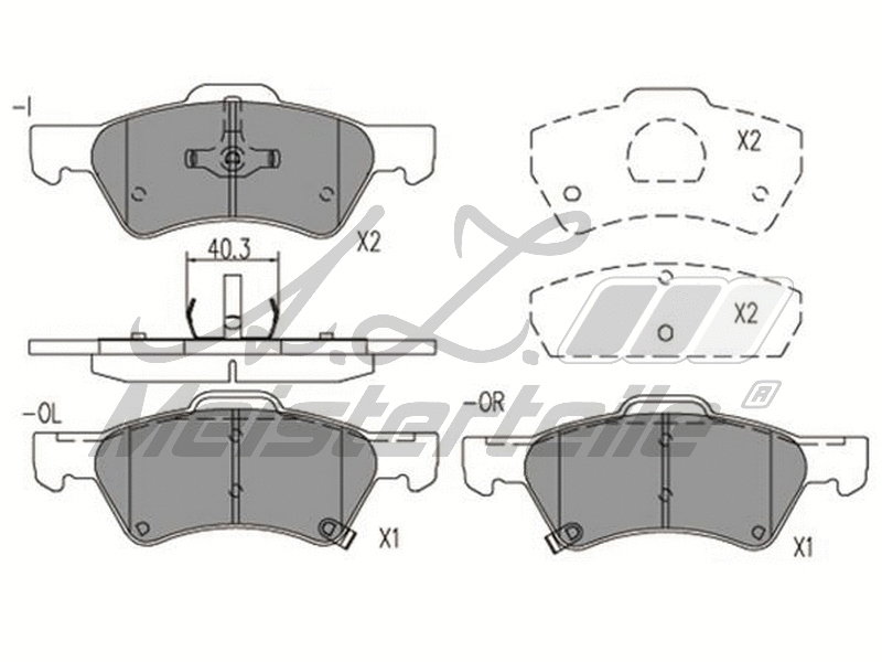 Kit de plaquettes de frein, frein à disque A.Z. Meisterteile AZMT-44-022-2334