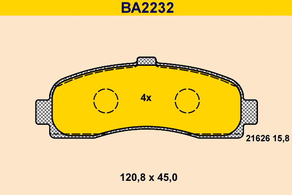 Kit de plaquettes de frein, frein à disque BARUM BA2232