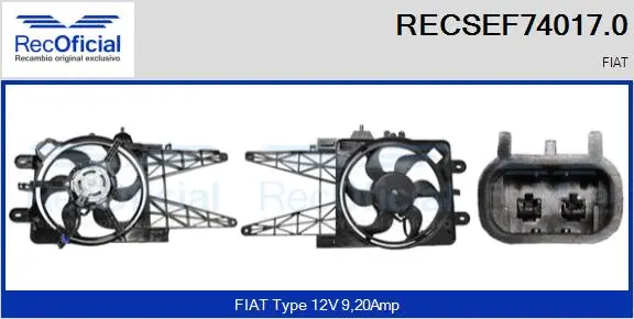 Moteur électrique, ventilateur pour radiateurs RECOFICIAL RECSEF74017.0