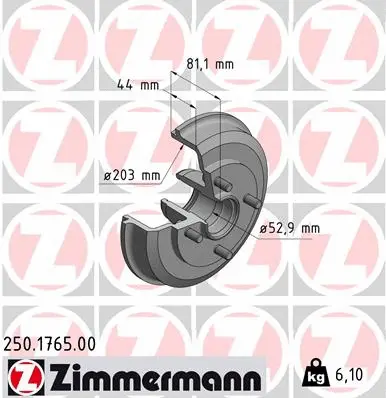 Tambour de frein ZIMMERMANN 250.1765.00