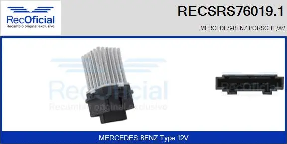 Résistance, pulseur d'air habitacle RECOFICIAL RECSRS76019.1