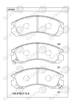 Kit de plaquettes de frein, frein à disque ASIMCO KD4008