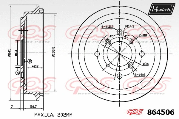 Tambour de frein MAXTECH 864506
