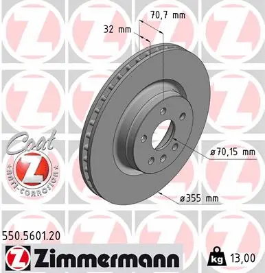 Disque de frein ZIMMERMANN 550.5601.20