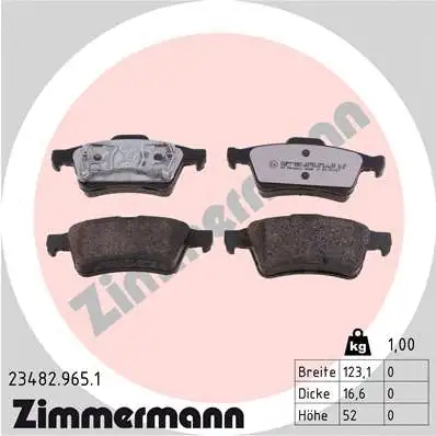 Kit de plaquettes de frein, frein à disque ZIMMERMANN 23482.965.1