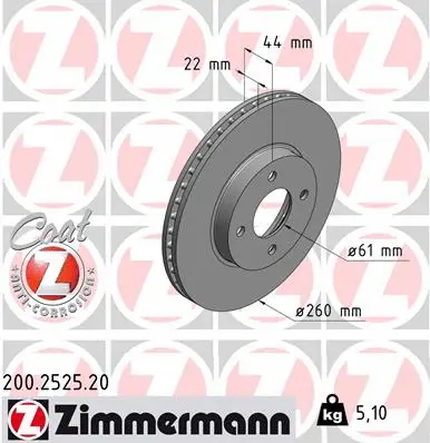 Disque de frein ZIMMERMANN 200.2525.20