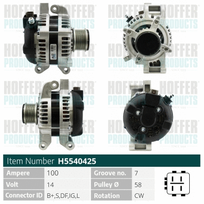 Alternateur HOFFER H5540425