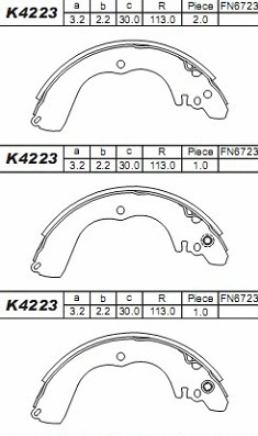 Jeu de mâchoires de frein ASIMCO K4223