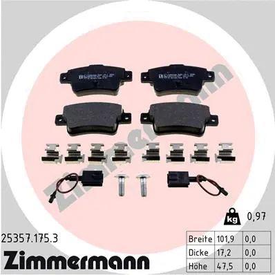 Kit de plaquettes de frein, frein à disque ZIMMERMANN 25357.175.3
