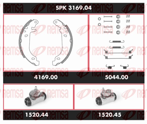 Kit de freins, freins à tambours REMSA SPK 3169.04