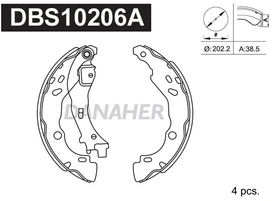 Jeu de mâchoires de frein DANAHER DBS10206A