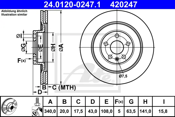 Disque de frein ATE-APAC 24.0120-0247.1