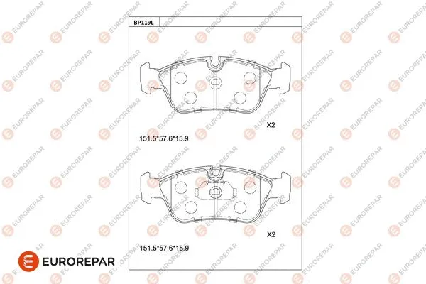 Kit de plaquettes de frein, frein à disque EUROREPAR 1681271280