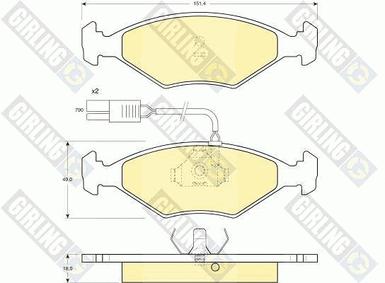 Kit de plaquettes de frein, frein à disque GIRLING 6109602