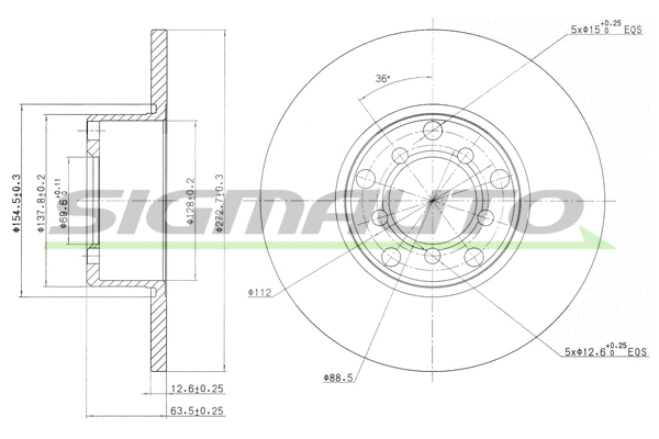 Disque de frein SIGMAUTO DBA007S