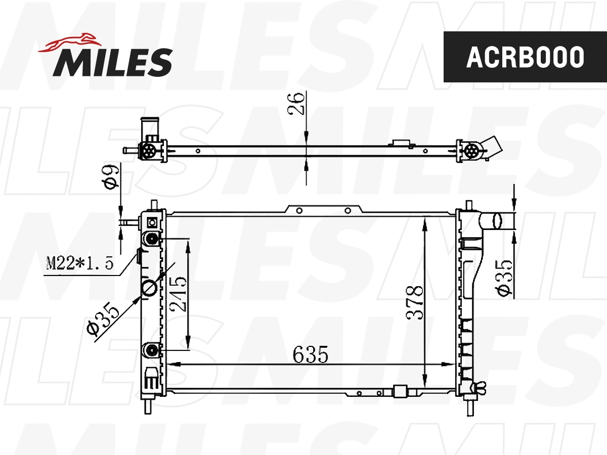 Radiateur, refroidissement du moteur MILES ACRB000