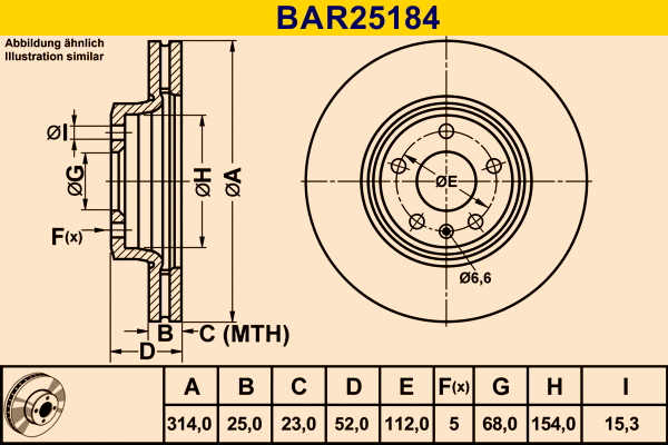 Disque de frein BARUM BAR25184