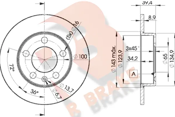 Disque de frein R BRAKE 78RBD25601