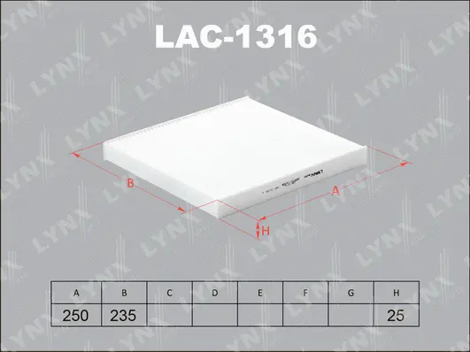 Filtre, air de l'habitacle LYNXAUTO LAC-1316