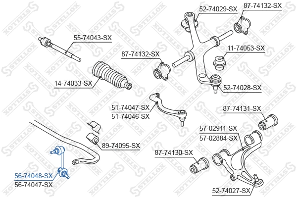 Entretoise/tige, stabilisateur STELLOX 56-74048-SX