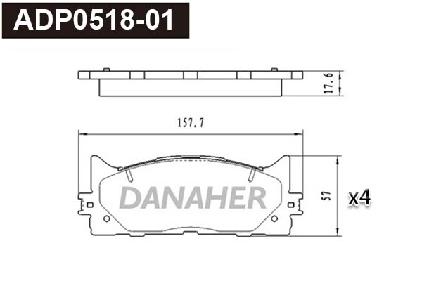 Kit de plaquettes de frein, frein à disque DANAHER ADP0518-01