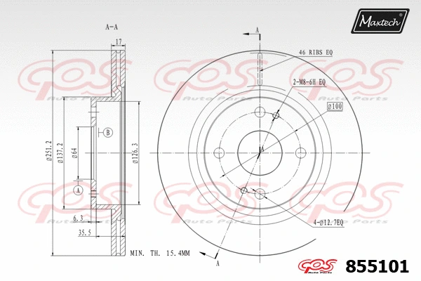 Disque de frein MAXTECH 855101