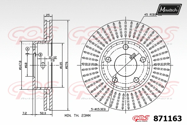 Disque de frein MAXTECH 871163