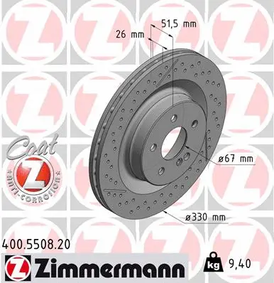 Disque de frein ZIMMERMANN 400.5508.20