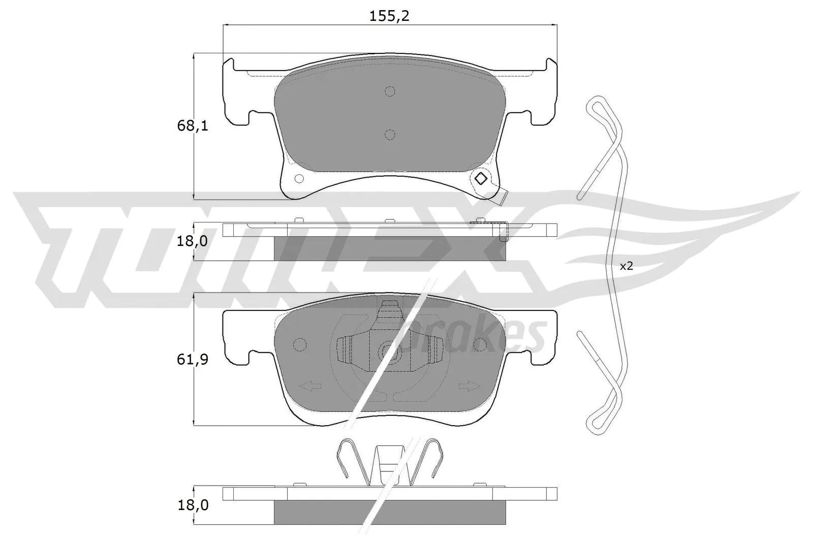 Kit de plaquettes de frein, frein à disque TOMEX Brakes TX 17-93