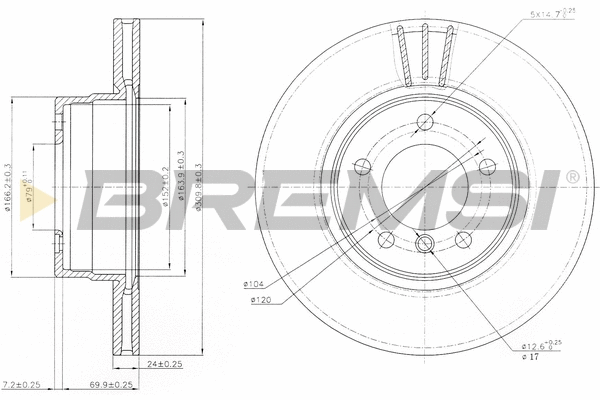 Disque de frein BREMSI CD7241V