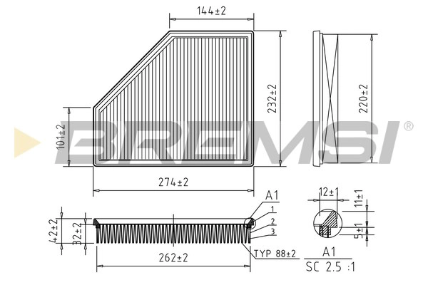 Filtre à air BREMSI FA2395