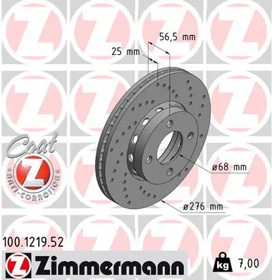 Disque de frein ZIMMERMANN 100.1219.52