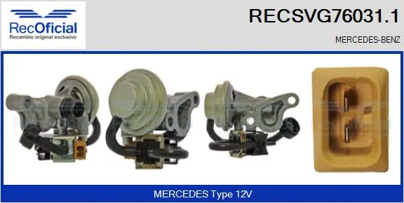 Vanne EGR RECOFICIAL RECSVG76031.1