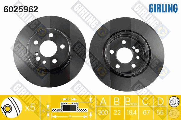 Disque de frein GIRLING 6025944