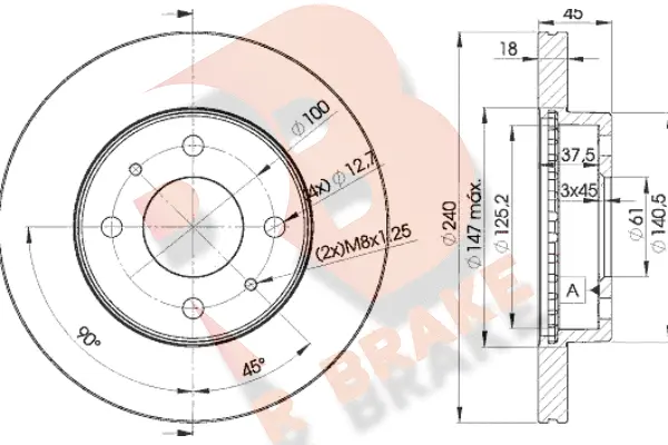 Disque de frein R BRAKE 78RBD25800